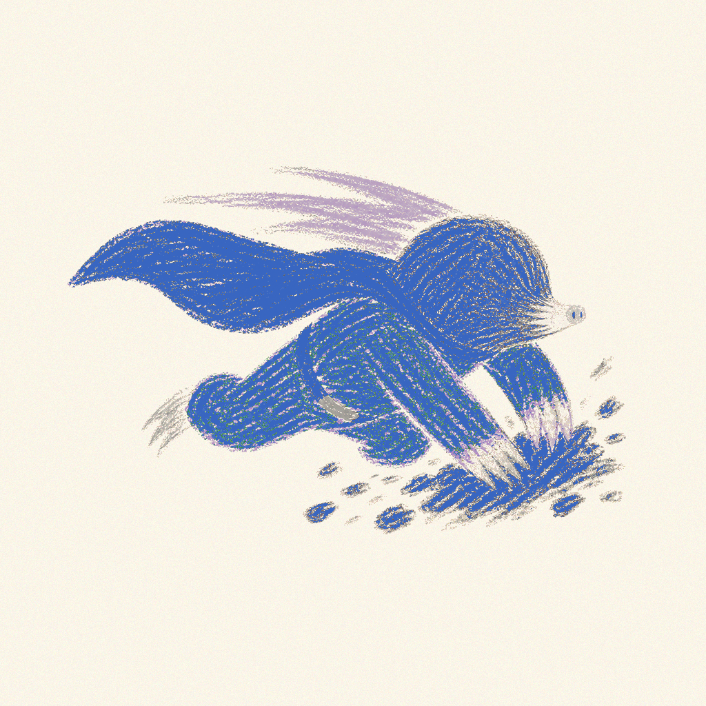 Mole Sprint crayon artwork
