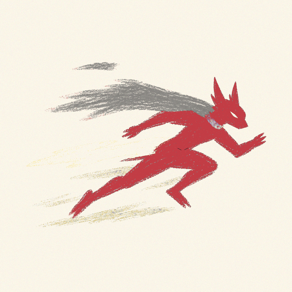 Scarlet Dash crayon artwork