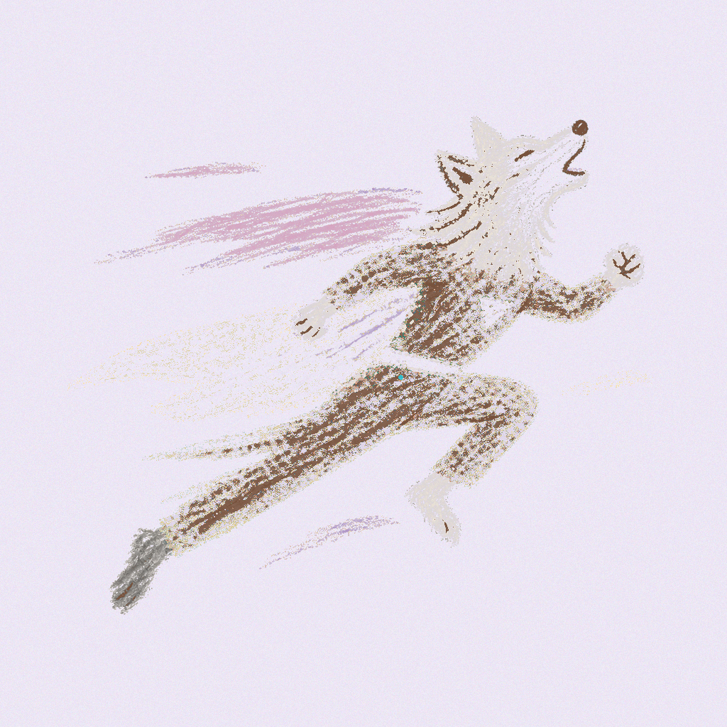 Wolf Runner crayon artwork